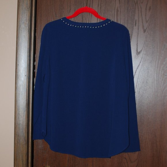 Michael Kors Silver Studded Navy Hi-low Top - L - Picture 7 of 12